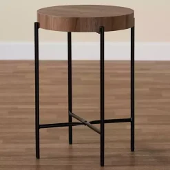 Kirklands Home Round Light Wood X Base Accent Table Brown Discount