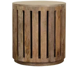 Kirklands Home Round Mango Wood Drum Accent Table Online