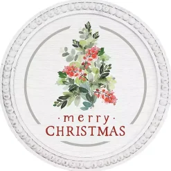 Christmas Art & Wall Decor>Kirklands Home Round Merry Christmas Holly Tree Wall Plaque
