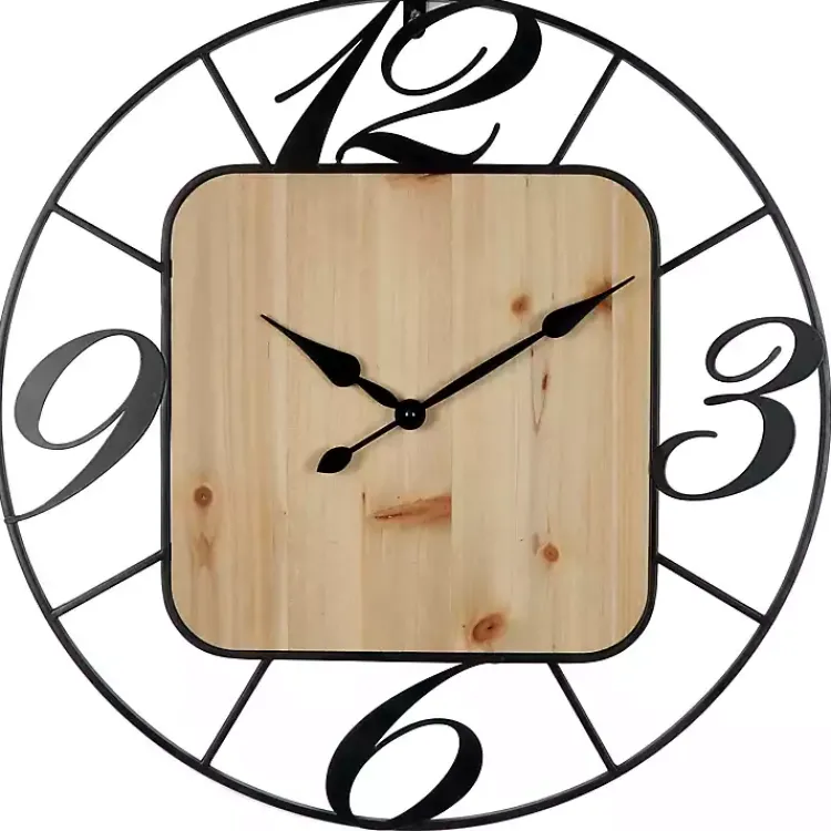 Kirklands Home Round Metal & Square Wood Wall Clock Online