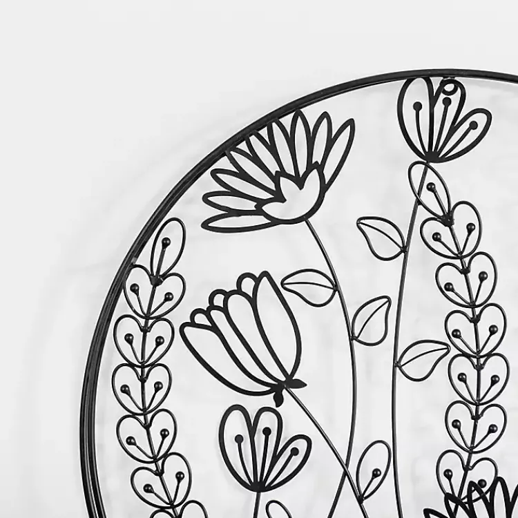 Kirklands Home Round Metal Floral Cutout Wall Plaque Black Online