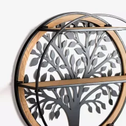 Kirklands Home Round Metal Tree 3-Tier Wall Shelf Outlet