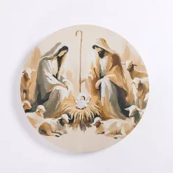 Christmas Art & Wall Decor>Kirklands Home Round Nativity Scene Canvas Art Print