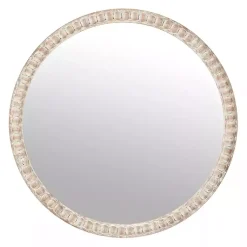 Kirklands Home Round Natural Beaded Wall Mirror New