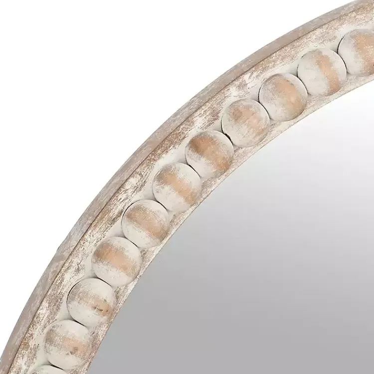Kirklands Home Round Natural Beaded Wall Mirror New