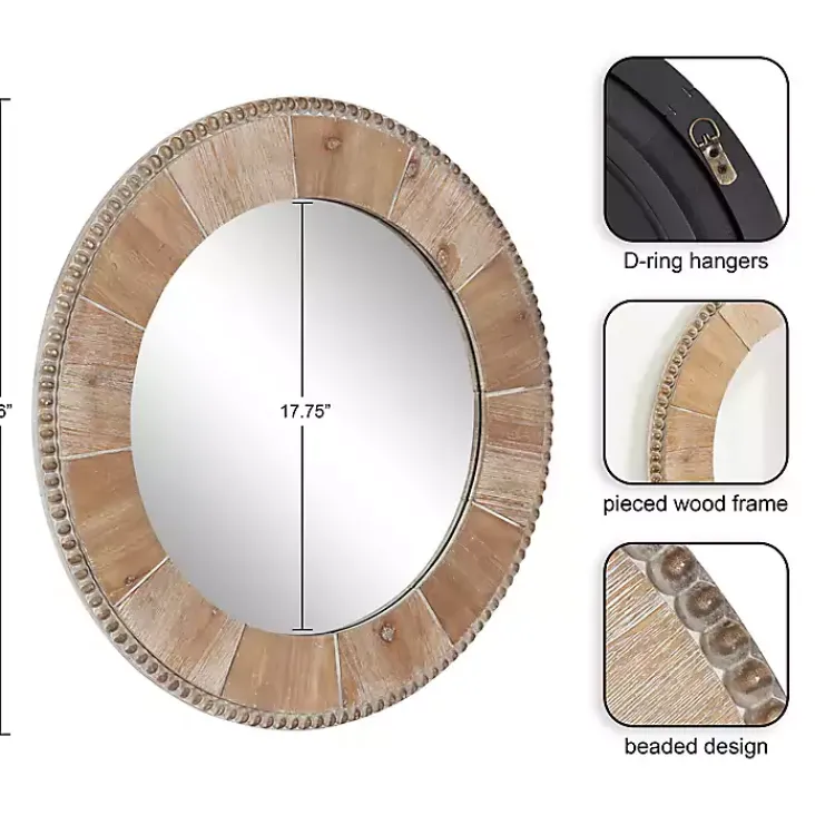 Kirklands Home Round Natural Calona Wood Wall Mirror Sale