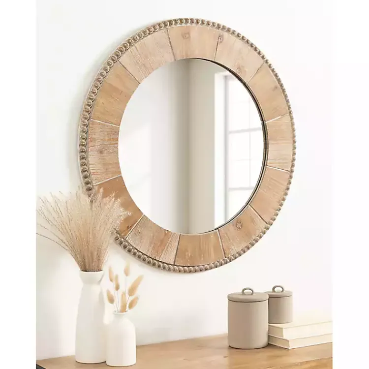 Kirklands Home Round Natural Calona Wood Wall Mirror Sale