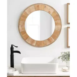 Kirklands Home Round Natural Calona Wood Wall Mirror Sale