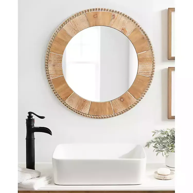 Kirklands Home Round Natural Calona Wood Wall Mirror Sale