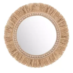 Kirklands Home Round Natural Rattan Beaded Wall Mirror Online