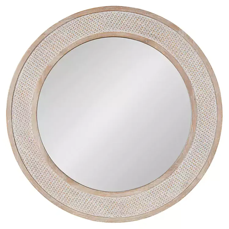 Kirklands Home Round Natural Rattan Wall Mirror New