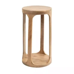 Kirklands Home Round Natural Wood Dani Accent Table Tan Best