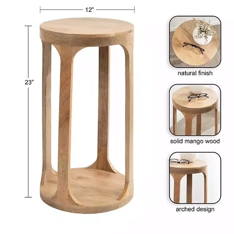 Kirklands Home Round Natural Wood Dani Accent Table Tan Best