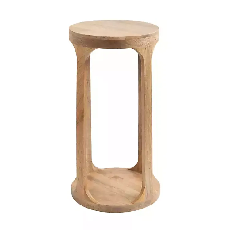 Kirklands Home Round Natural Wood Dani Accent Table Tan Best