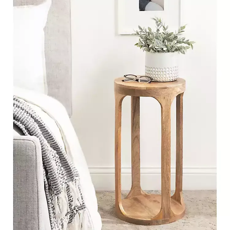 Kirklands Home Round Natural Wood Dani Accent Table Tan Best