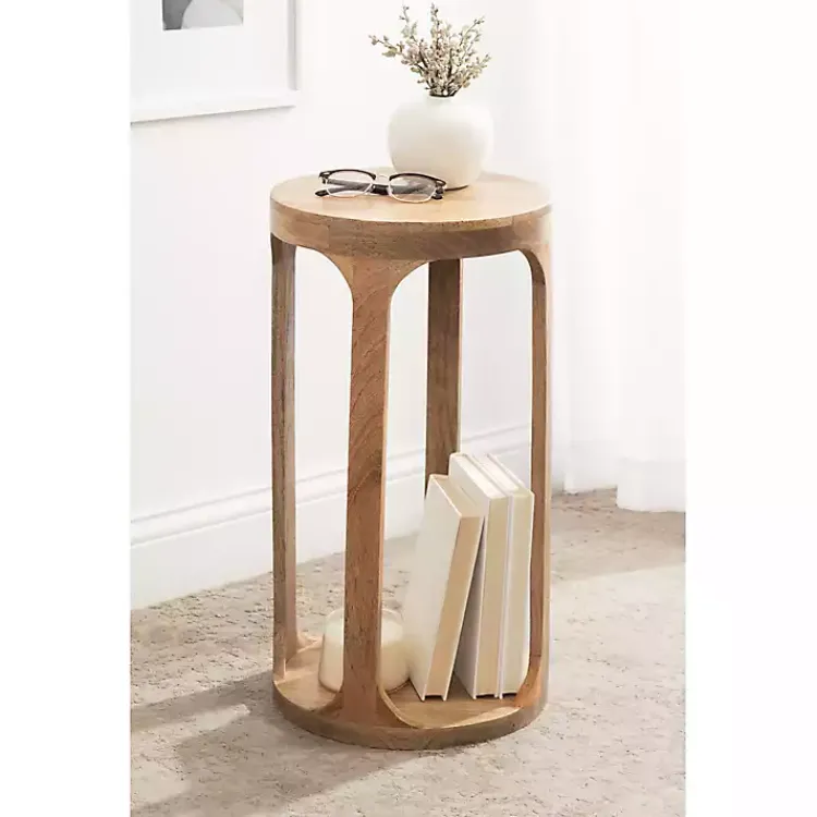 Kirklands Home Round Natural Wood Dani Accent Table Tan Best