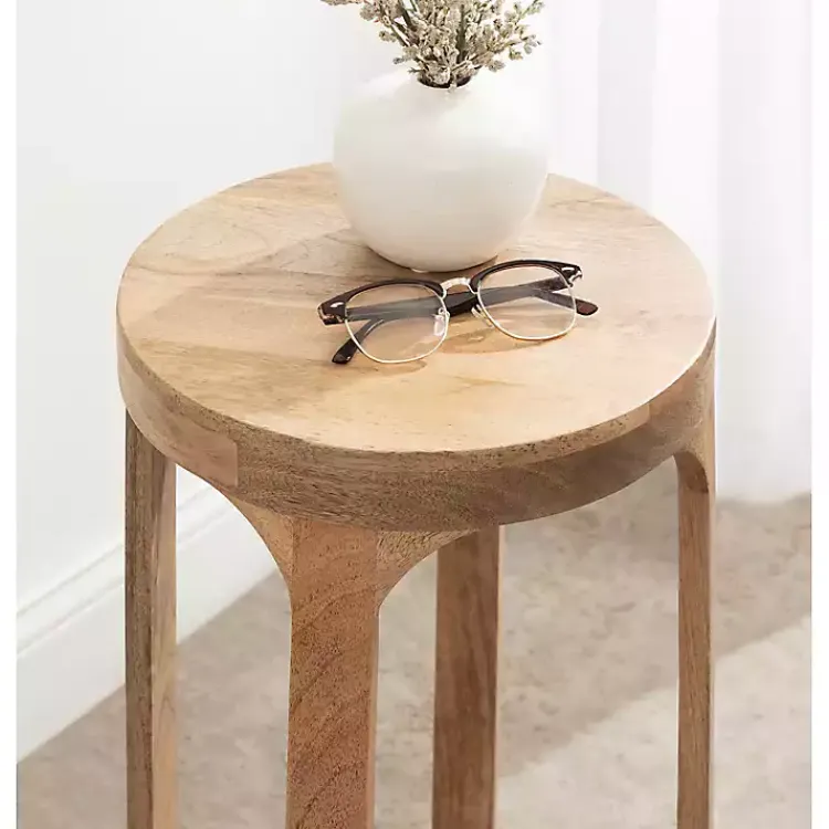 Kirklands Home Round Natural Wood Dani Accent Table Tan Best