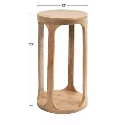 Kirklands Home Round Natural Wood Dani Accent Table Tan Best