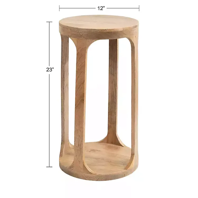Kirklands Home Round Natural Wood Dani Accent Table Tan Best