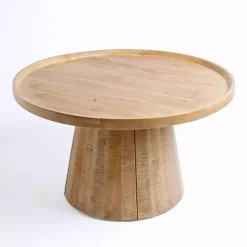 Kirklands Home Round Natural Wood Hughes Coffee Table Tan Online