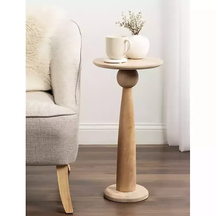 Kirklands Home Round Natural Wood Jess Accent Table Tan Outlet