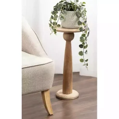 Kirklands Home Round Natural Wood Jess Accent Table Tan Outlet