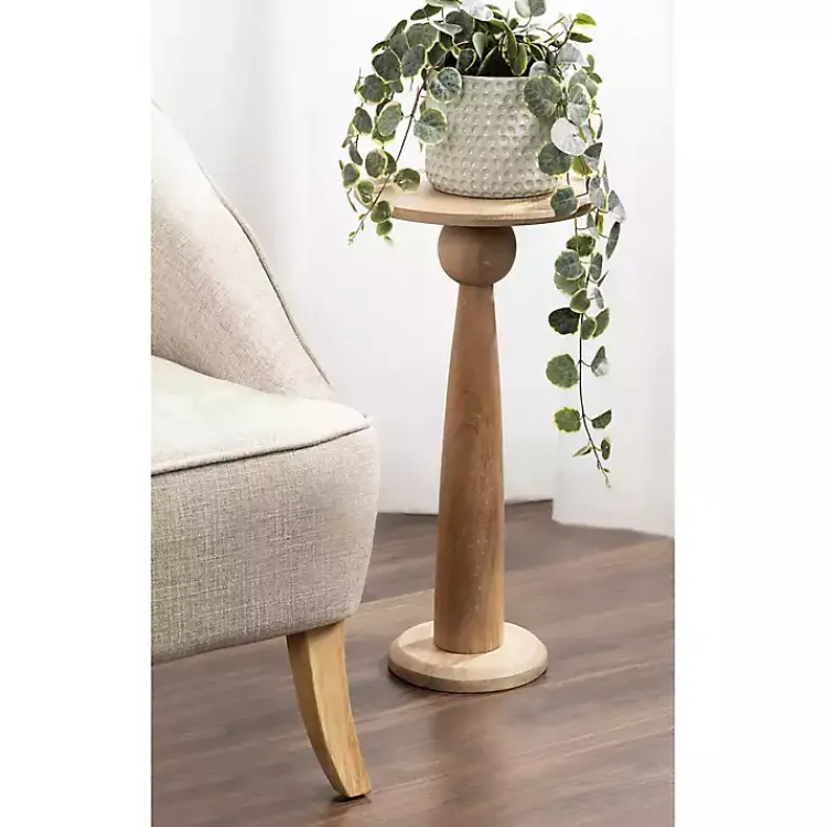 Kirklands Home Round Natural Wood Jess Accent Table Tan Outlet