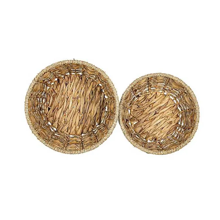 Baskets & Boxes>Kirklands Home Round Natural Woven Hyacinth Baskets, Set of 2 Tan