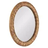 Kirklands Home Round Natural Woven Water Hyacinth Wall Mirror New