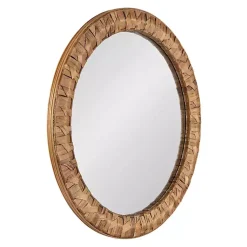 Kirklands Home Round Natural Woven Water Hyacinth Wall Mirror New