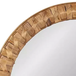 Kirklands Home Round Natural Woven Water Hyacinth Wall Mirror New