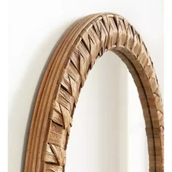 Kirklands Home Round Natural Woven Water Hyacinth Wall Mirror New