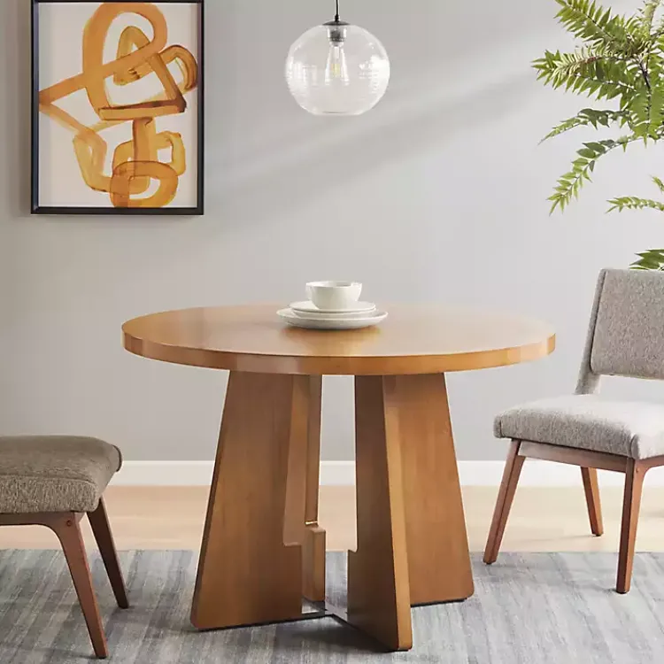 Kirklands Home Round Pecan Wood Kenny Dining Table Brown Sale