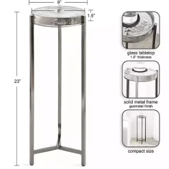 Kirklands Home Round Pewter Aguilar Accent Table