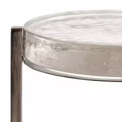 Kirklands Home Round Pewter Aguilar Accent Table