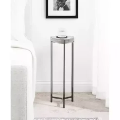 Kirklands Home Round Pewter Aguilar Accent Table