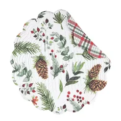 Christmas Dining & Entertaining>Kirklands Home Round Pinecone and Plaid Placemats, Set of 6