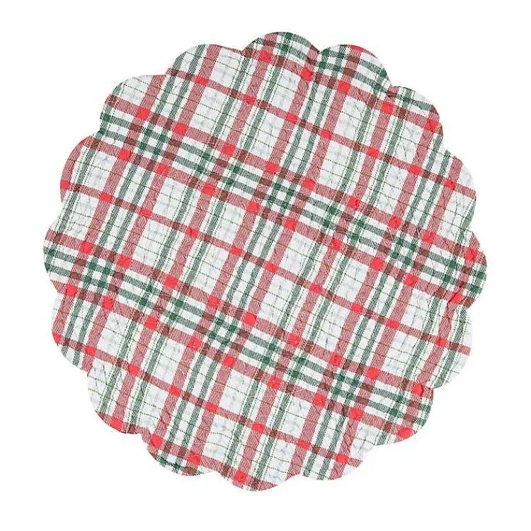Christmas Dining & Entertaining>Kirklands Home Round Pinecone and Plaid Placemats, Set of 6