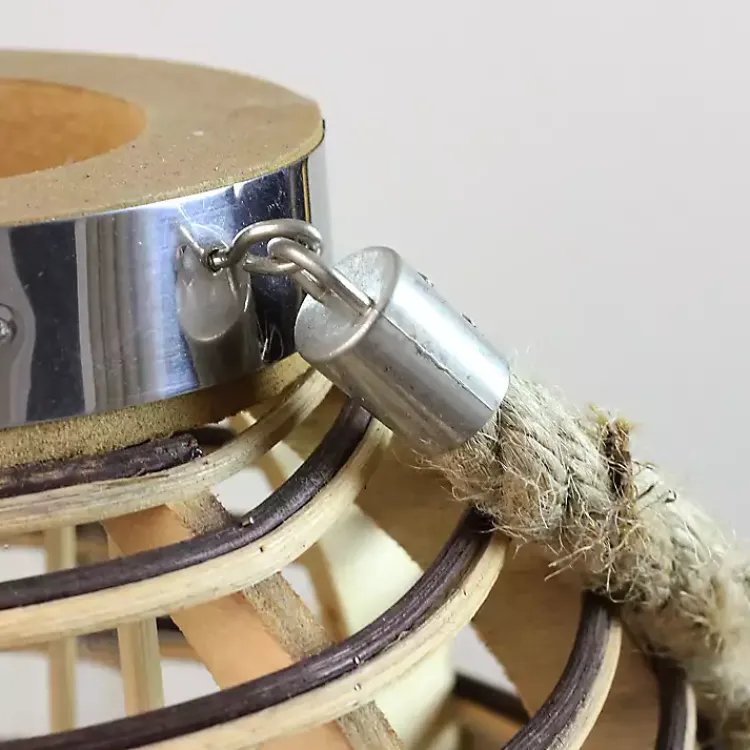 Lanterns>Kirklands Home Round Rattan Hurricane Lantern with Jute Rope