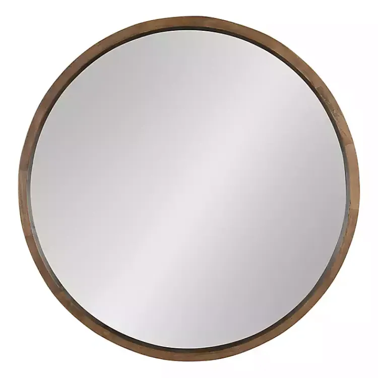 Kirklands Home Round Rustic Wood Hutton Mirror Brown Outlet