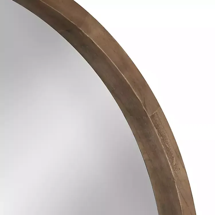 Kirklands Home Round Rustic Wood Hutton Mirror Brown Outlet