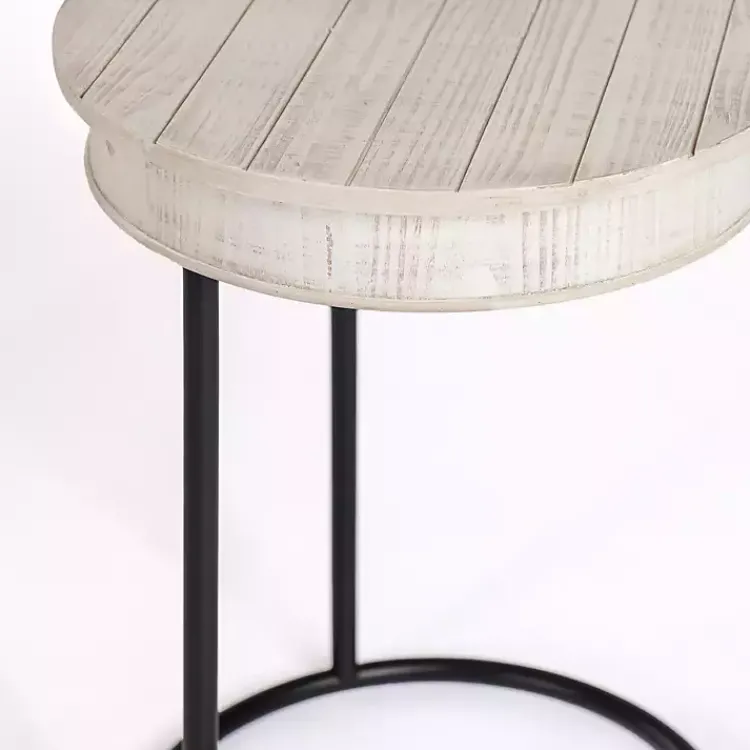 Kirklands Home Round Savannah Wood and Metal C-Table White Clearance