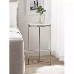 Kirklands Home Round Aguilar Accent Table Silver New