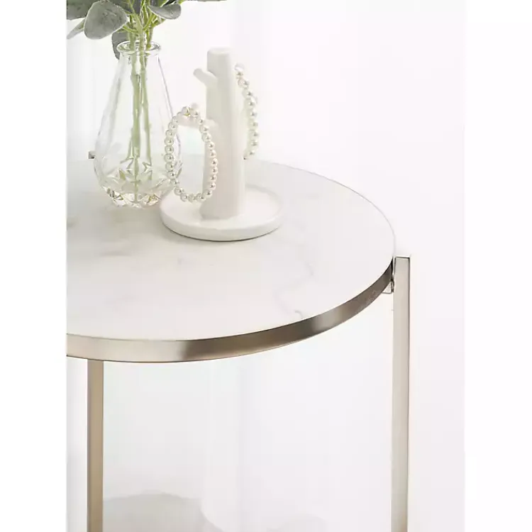 Kirklands Home Round Aguilar Accent Table Silver New