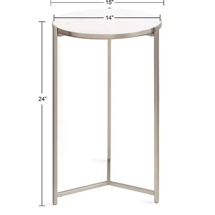 Kirklands Home Round Aguilar Accent Table Silver New