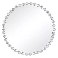 Kirklands Home Round Silver Beaded Wall Mirror Discount