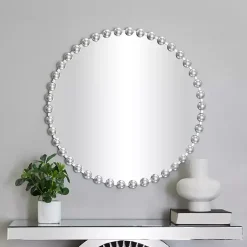 Kirklands Home Round Silver Beaded Wall Mirror Discount