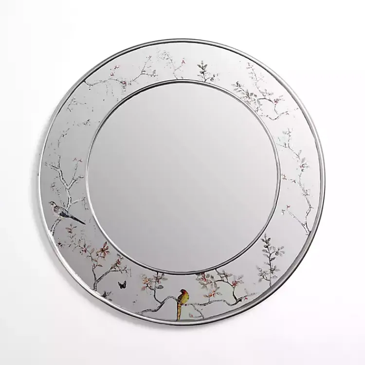 Kirklands Home Round Silver Birds and Branches Wall Mirror Hot