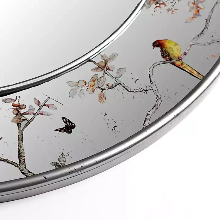 Kirklands Home Round Silver Birds and Branches Wall Mirror Hot