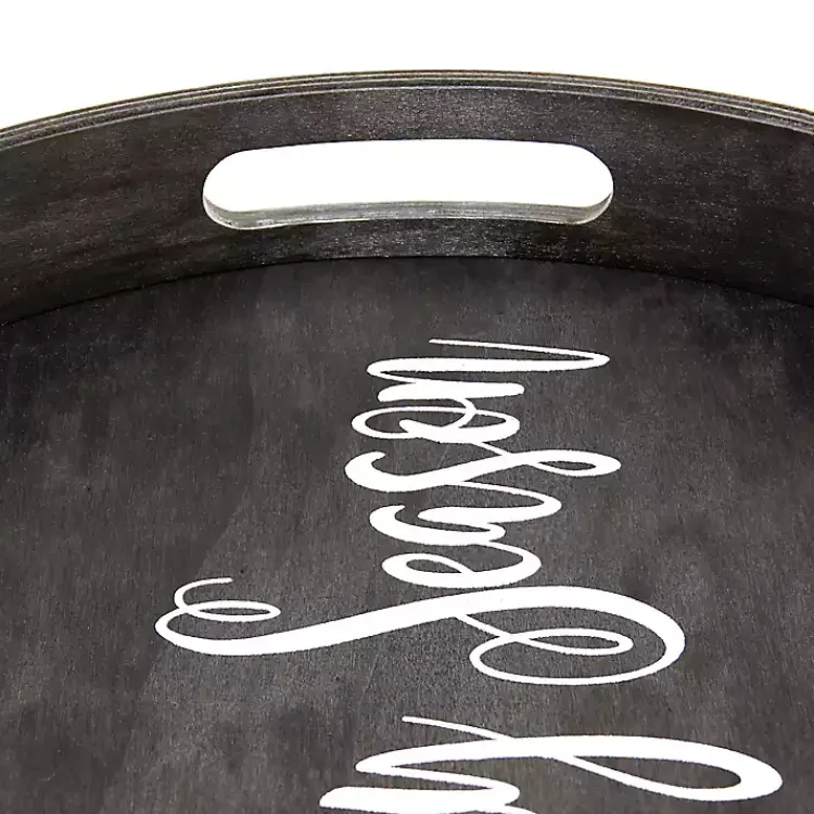 Halloween>Kirklands Home Round Spooky Season Wood Tray Black